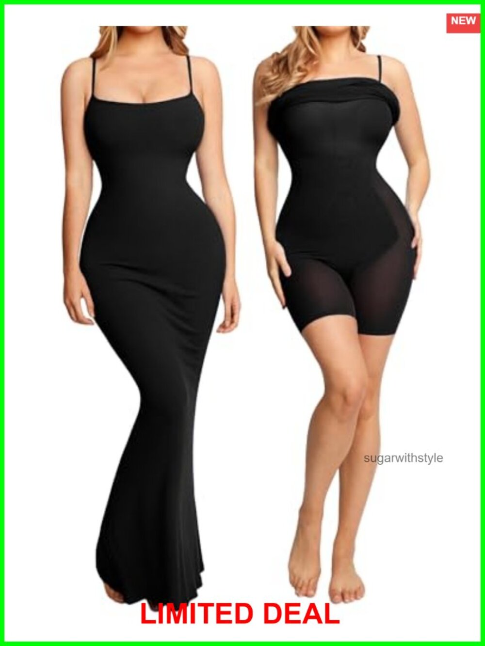 Shapewear Maxi Dress Sleeveless Modal Bodycon Slimming Built-In Shaping